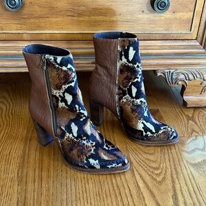 Free People Baroness heel taupe and hair hide ankle boot